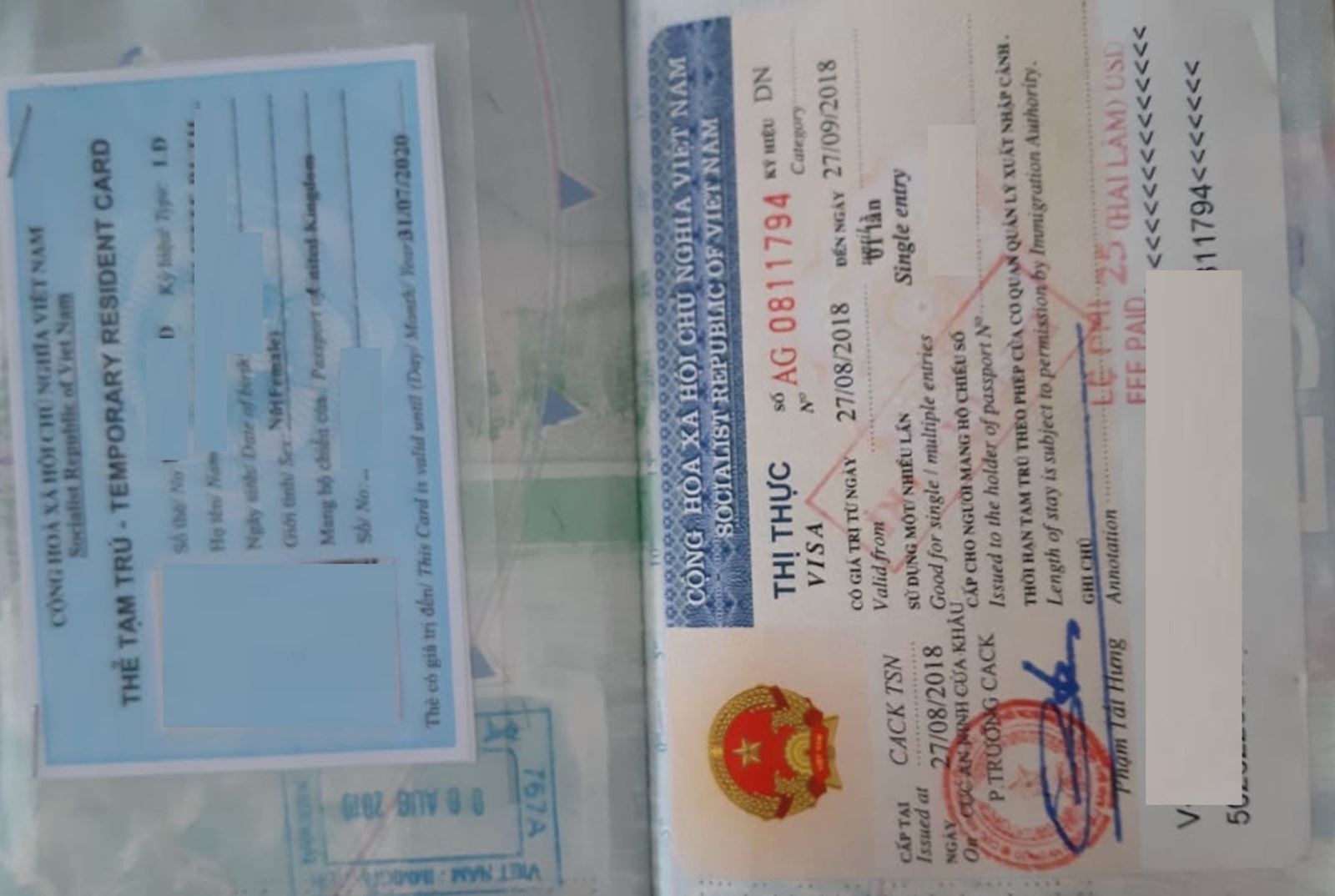 Vietnamese visa repurposed